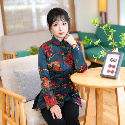 筠雅冬季新款唐装女中国风旗袍小袄夹棉加厚保暖新中式棉衣24R800