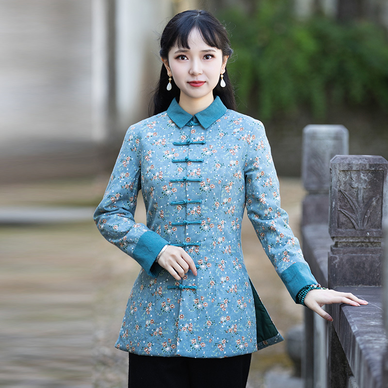 筠雅唐装女中国风加厚旗袍小棉袄秋冬夹棉外套长袖显瘦中式女装