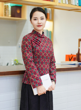 筠雅冬季新款唐装加厚旗袍小棉袄中国风年轻款夹棉保暖棉衣24J401