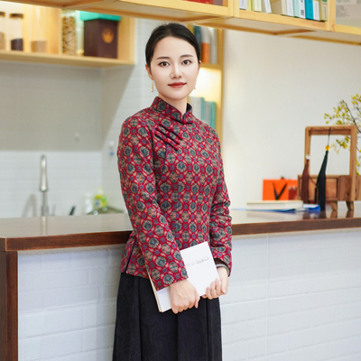 筠雅冬季新款唐装加厚旗袍小棉袄中国风年轻款夹棉保暖棉衣24J401