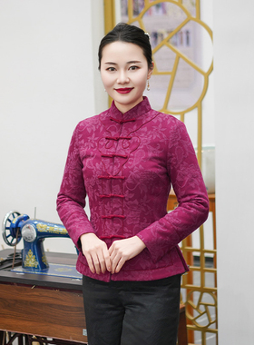 筠雅冬季新款唐装加厚旗袍棉袄中国风新年战袍夹棉保暖棉衣25J361