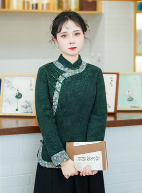 筠雅冬季新款中国风加厚保暖唐装上衣旗袍棉衣棉服中式女装25J477