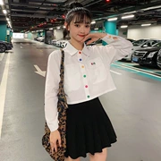 Xuân Thu 2019 mới áo sơ mi nữ thiết kế ý nghĩa nhỏ Hàn Quốc áo dài tay áo sơ mi rộng dụng cụ - Áo sơ mi
