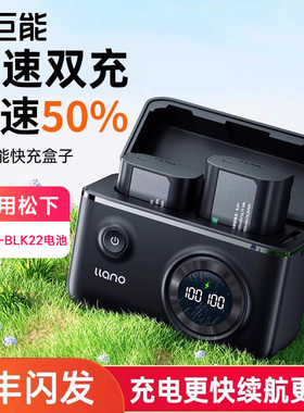 绿巨能DMW-BLK22快充盒子充电盒相机电池充电器适用松下DC-S5M2 S5 S9 GH6 GH5M2数码微单LUMIX配件充电器