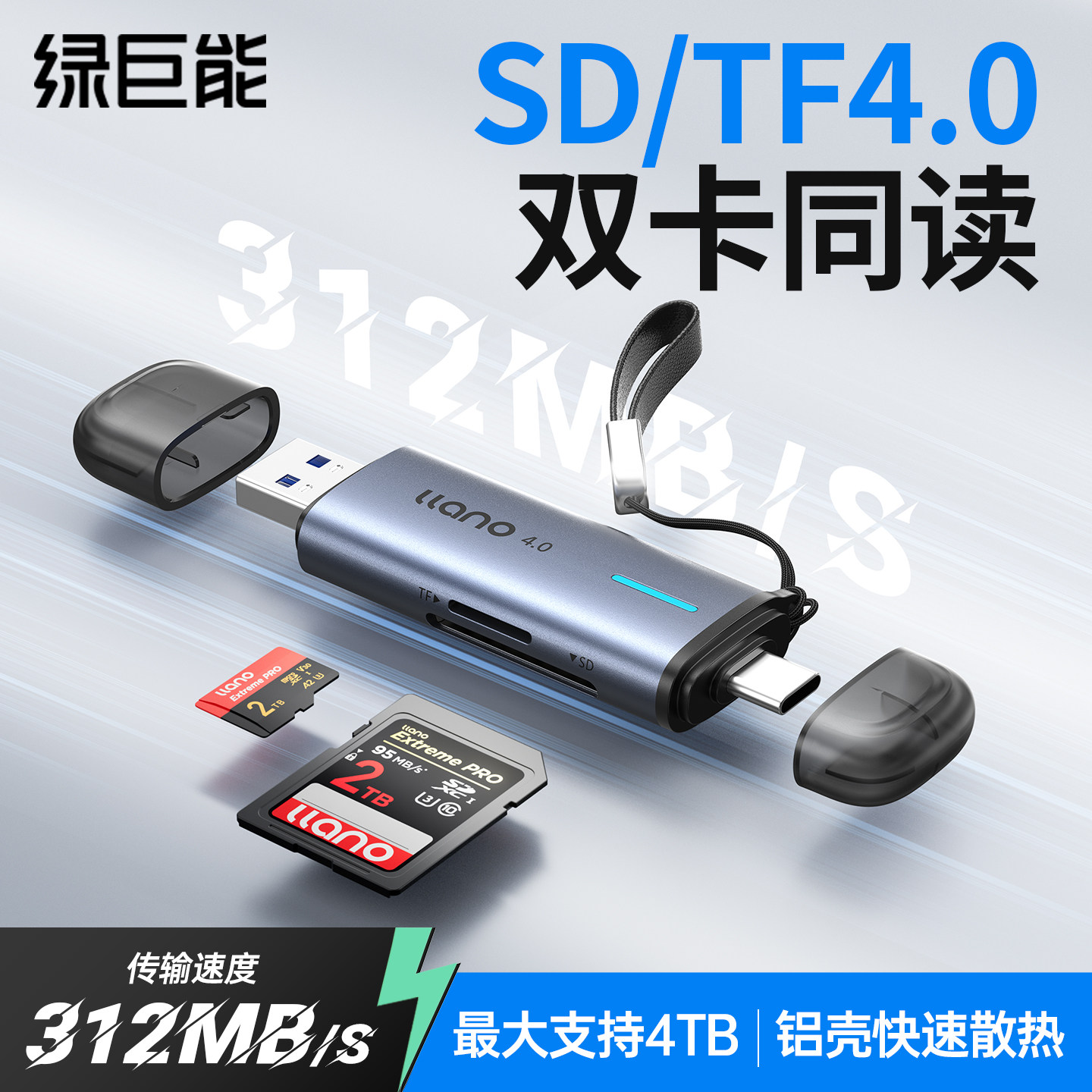 绿巨能4.0高速读卡器sd卡tf读取图片
