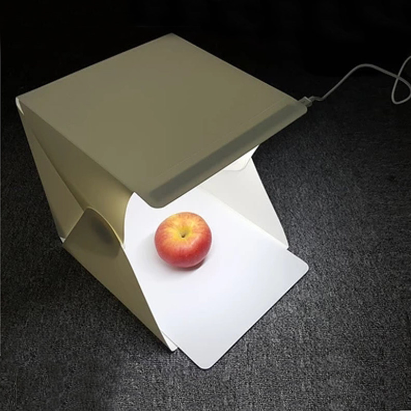 小型摄影柔光灯箱 2色背景布1灯便携式折叠LED迷你摄影棚柔光箱