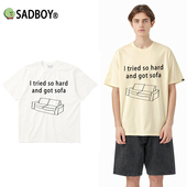 SADBOY日本制趣味漫画线条印花短袖 T恤23ss宽松潮牌ins情侣t恤Tee