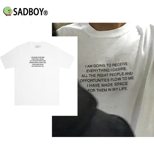 sadboy创意文字国潮印花短袖t恤