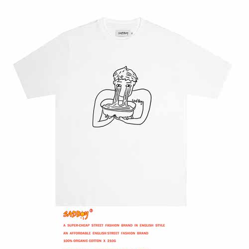 情侣纯棉极简短袖涂鸦sadboy