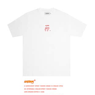 简约o bk行印花纯棉圆领白色短袖 发布个性 SadBoy2021全新春季 T恤