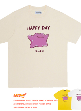 SadBoy2021夏季新款宝可梦系列百变怪happyday印花可爱潮男女T恤