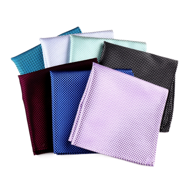 JAPANESE MONOCHROME WOVEN JACQUARD SILK POCKET TOWEL MENS FORMAL SUIT ACCESSORIES MULBERRY SILK SMALL SQUARE SCARF FINE PLAID CHEST SCARF
