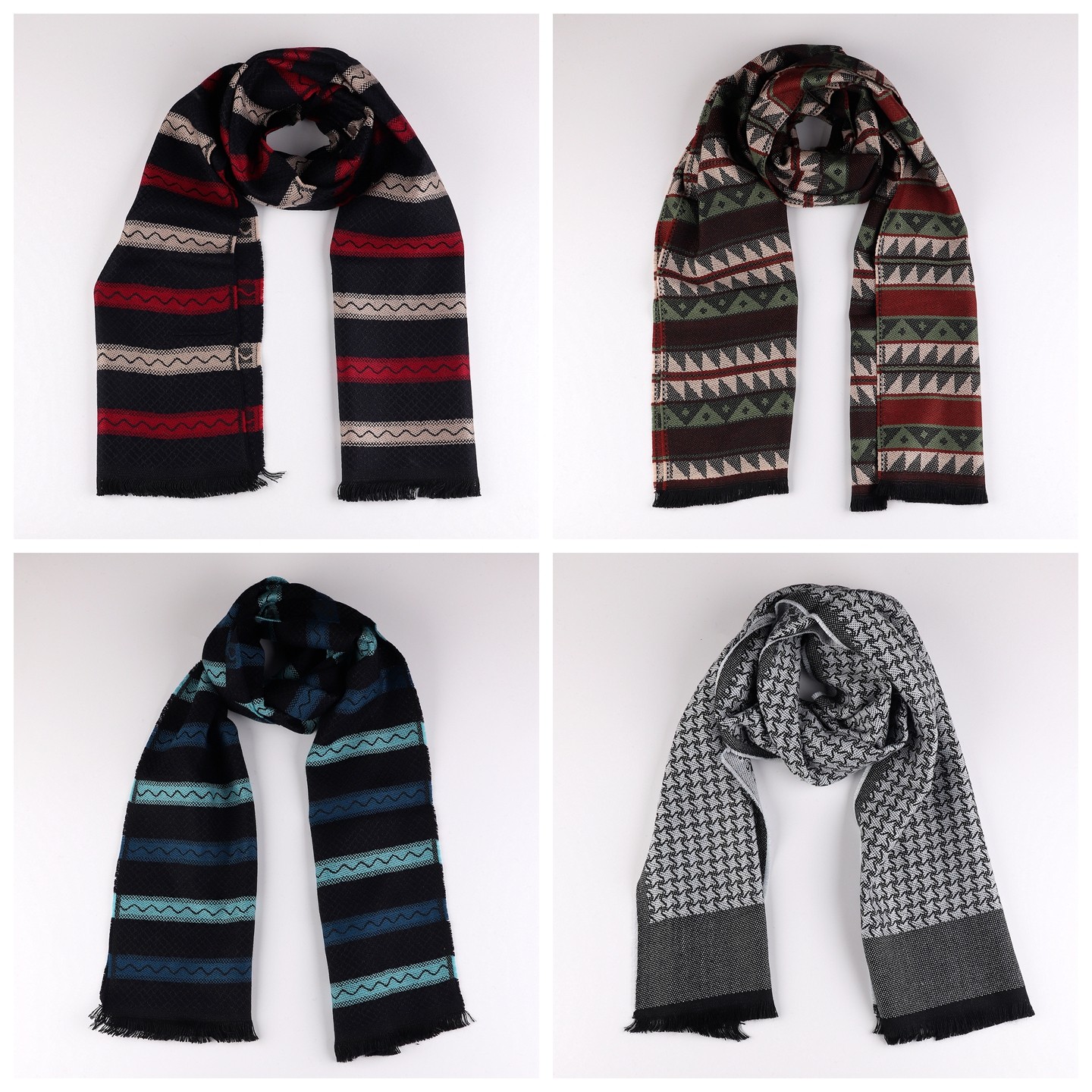 尖货真丝羊毛混纺提花围巾秋冬男女休闲时髦潮流韩版百搭围脖长巾