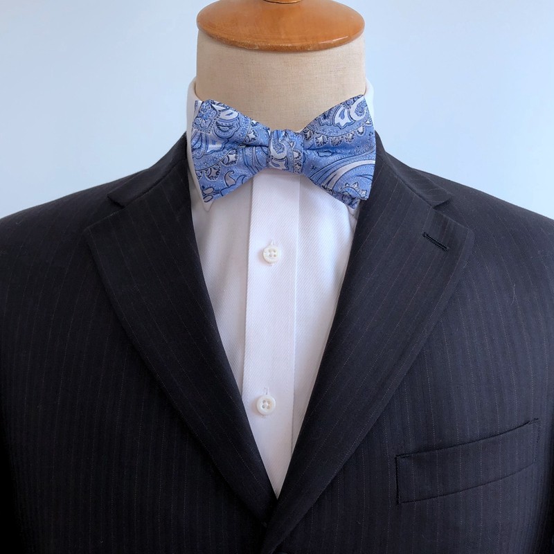 尖货出口欧美真丝手作伴郎新郎结婚蝴蝶结男士领结粉色蓝色佩斯利