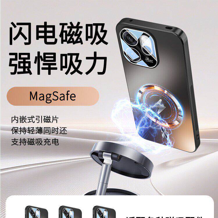 适用于opporeno15手机壳新款防摔的Reno15Pro保护套magsafe磁吸充电外壳磨砂玻璃高级感金属镜头全包商务男女
