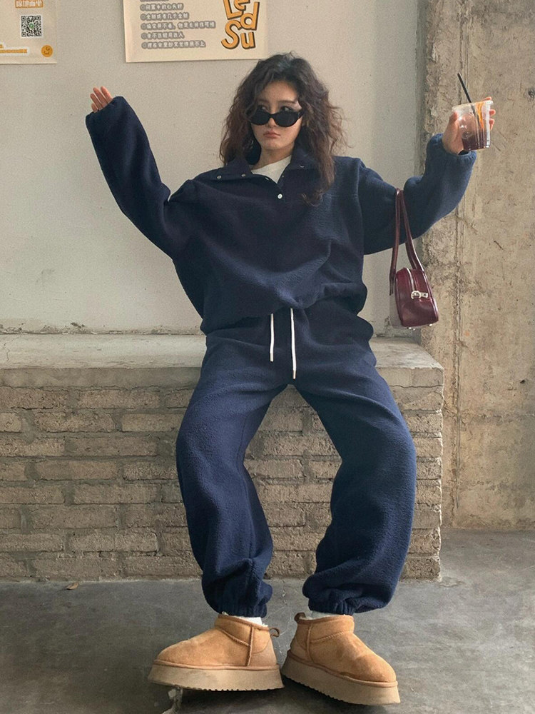 高级感加绒加厚卫衣套装女秋冬休闲时尚覆古运动两件套小香风减龄,女装/女士精品,时尚套装,淘宝优惠券,粉丝福利购,淘宝优惠卷