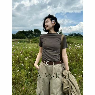 BUWANJUST 【秋季福力】莫代尔棉抗起球小高领抽褶打底衫 B2005