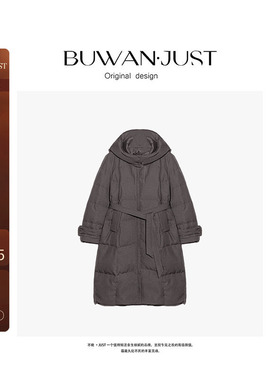 BUWANJUST【智性格雷】匠心中空纱白鸭绒长款连帽羽绒服B1085