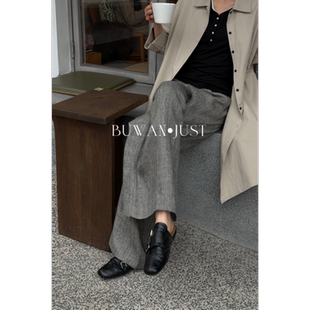 B2717 高品定制满分亚麻宽松廓形百搭亚麻裤 BUWANJUST 黑芝麻