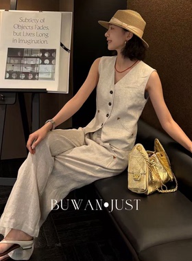 BUWANJUST【老钱高阶】高定立体剪裁V领单排扣马甲+长裤套装BW039