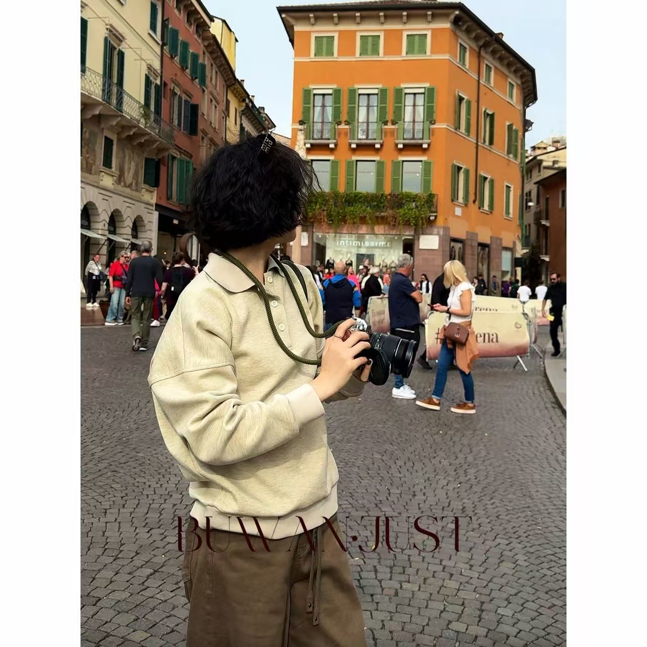 BUWANJUST高定莱赛尔绵羊毛混纺抗起球挺阔感翻领休闲卫衣B2170