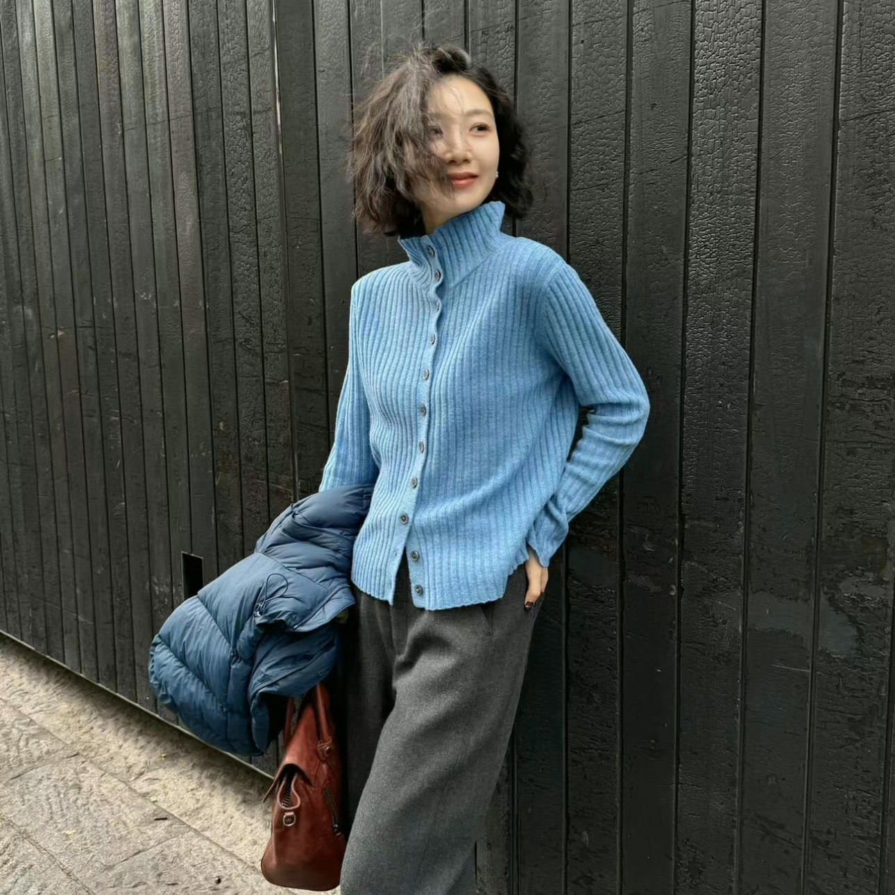 BUWANJUST高定满分绵羊毛显瘦高弹高包容度软糯亲肤两穿上衣B2367