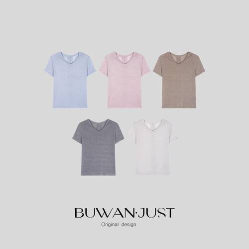 BUWANJUST【闪耀入夏】高定显瘦老钱风极简百搭休闲短袖T恤BW090