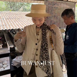 BUWANJUST 高品定制满分桑蚕丝豹纹时尚飘逸感长丝巾B2672+B2682