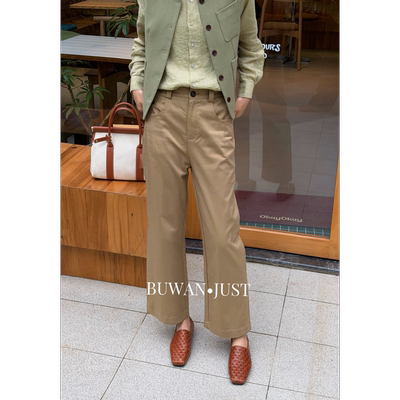 BUWANJUST【筷子裤】高定显瘦百搭微弹力后腰松紧直筒裤B2619