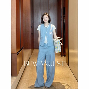 BUWANJUST 满分亚麻夏季透气设计感马甲+弯刀裤B1832