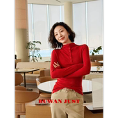 BUWANJUST B2305 高品山羊绒绵羊毛混纺软糯高弹小扣可解打底上衣