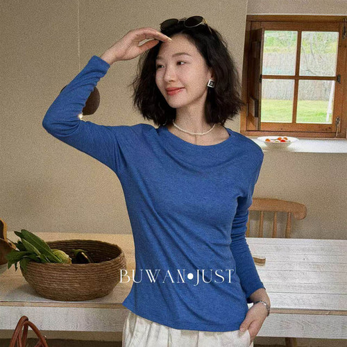 BUWANJUST【仲夏拍档】高定圆领极简透气防晒面膜长袖T上衣B2760