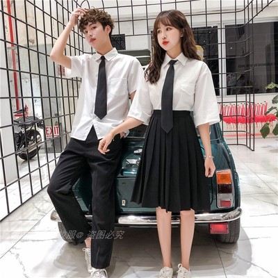 2021年秋季韩版学生装初中高中班服长袖百褶裙学院风套装宽松衬衫