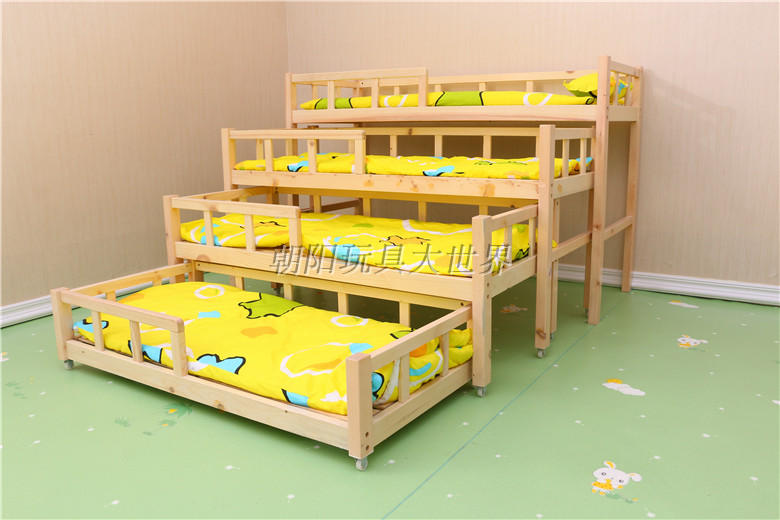多层樟子松午睡宝宝上下推拉床