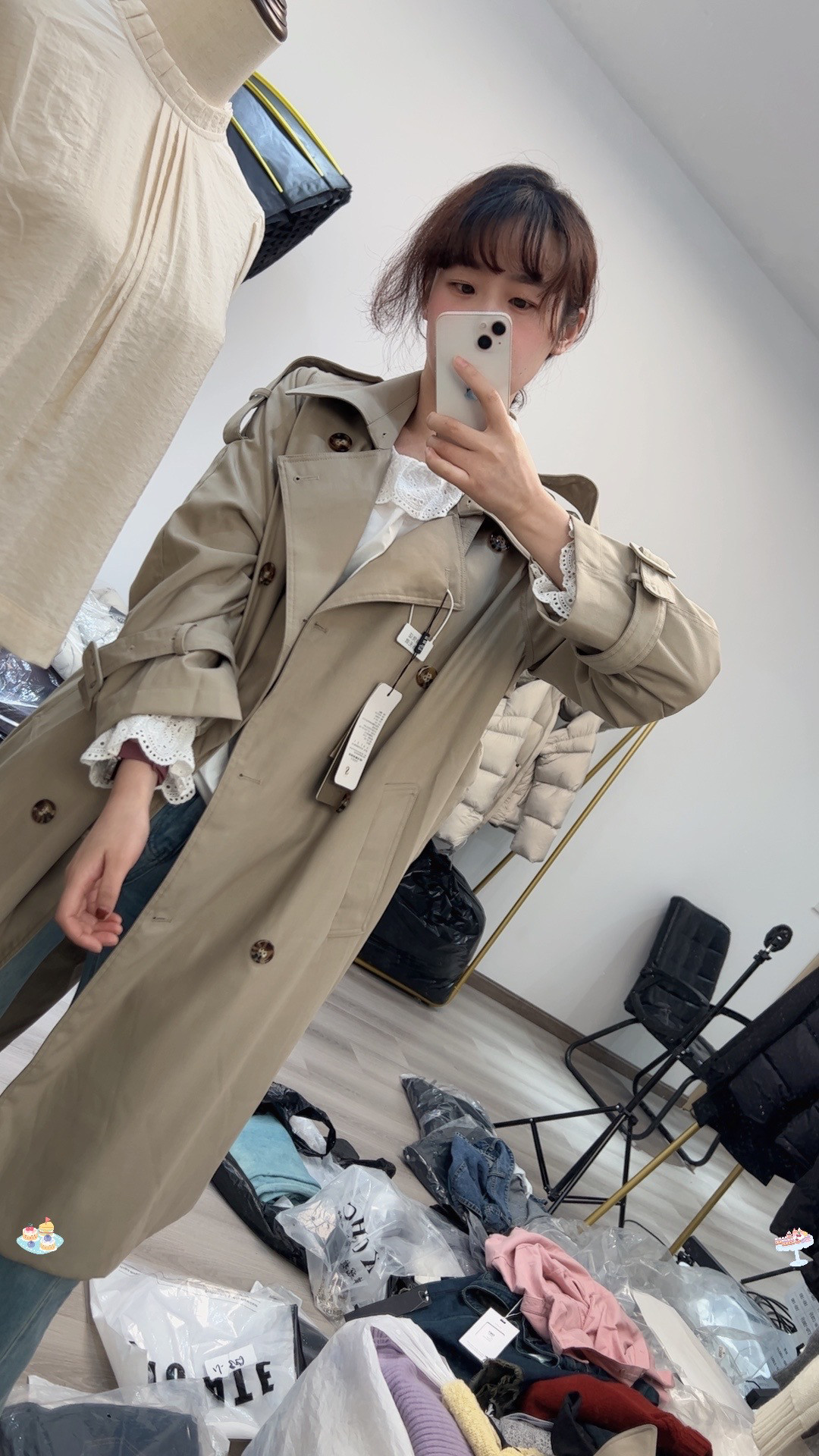 韩货系档口新款中长款过膝立领风衣春季2025新款搭配外套女