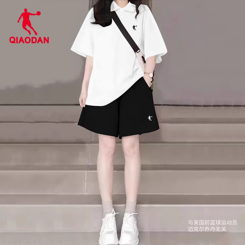 乔丹运动套装女休闲透气薄款跑步休闲POLO衫两件套夏装搭配一整套