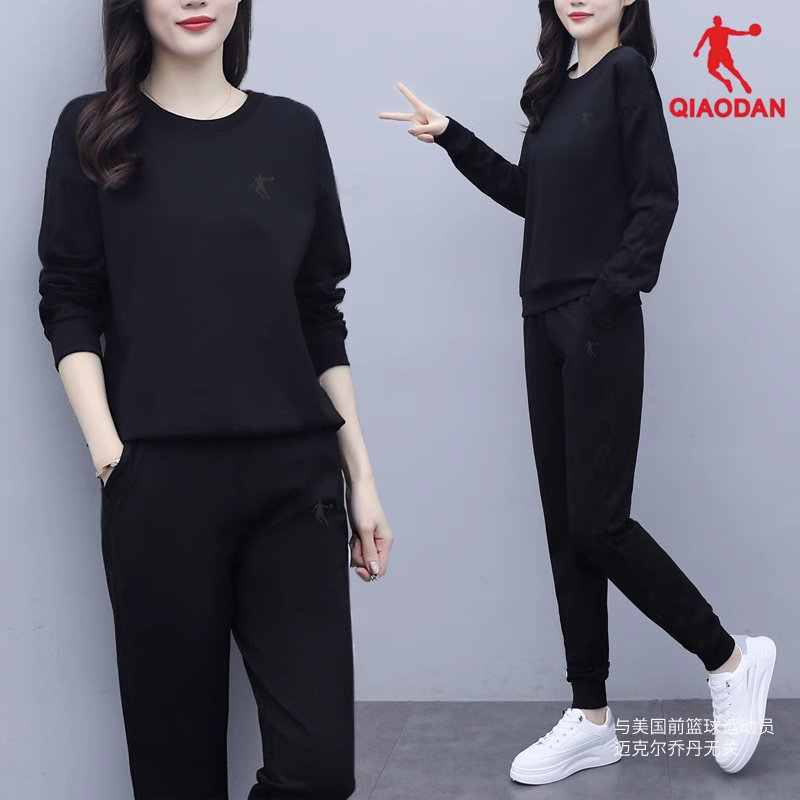 中国乔丹运动套装女春秋冬圆领卫衣小脚卫裤跑步运动服两件套女装
