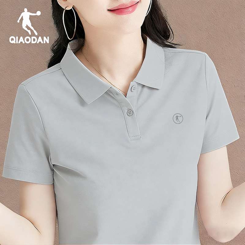 乔丹短袖T恤女夏季翻领polo领宽松显瘦休闲套头运动T恤跑步女装