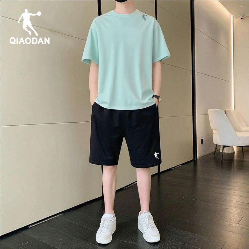 乔丹运动套装男夏季薄款冰丝透气短袖健身短裤跑步男生夏装一整套