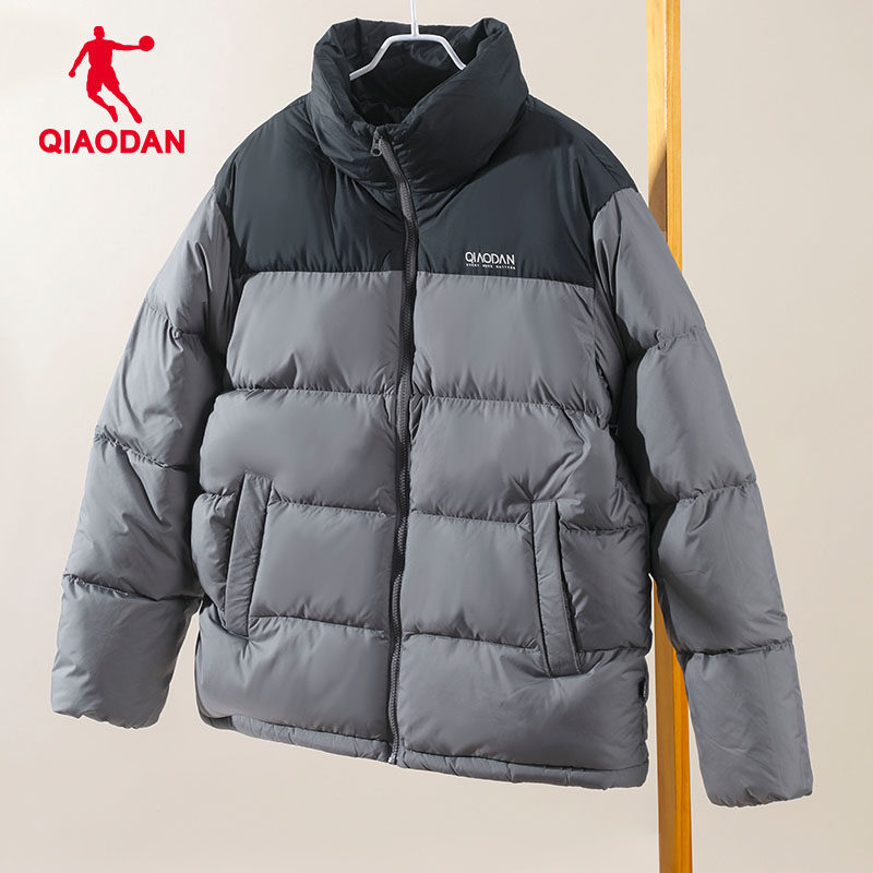 乔丹羽绒服男立领短款面包服保暖外套加厚防泼水防静电休闲男装