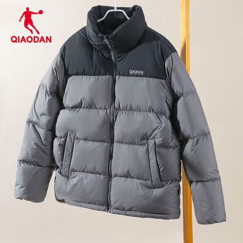 乔丹羽绒服男立领短款面包服保暖外套加厚防泼水防静电休闲男装