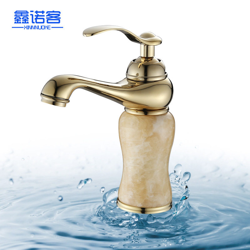 欧式浴室仿古洗面盆水龙头铜冷热黄玉石厂家批发神灯台上盆青花瓷
