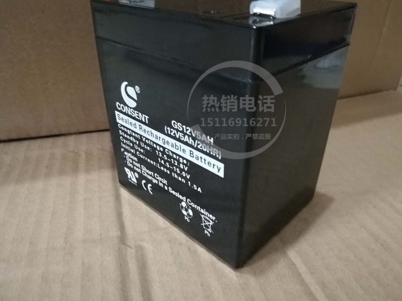 光盛CONSENT蓄电池GS12V5AH（12V5AH/20HR）门禁电源应急灯安防