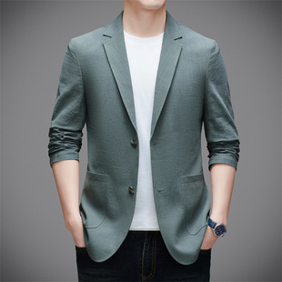 帅气时尚 春秋新款 外套百搭西服春秋款 休闲单西薄款 高档西装 男士