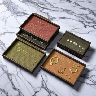 轻奢首饰玄关收纳盘子茶盘高档木制皮革香薰托盘法式 夏天专属