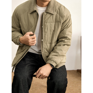 轻盈保暖白鸭绒外套 风假两件菱格压纹羽绒服男冬季 LUUD 复古工装