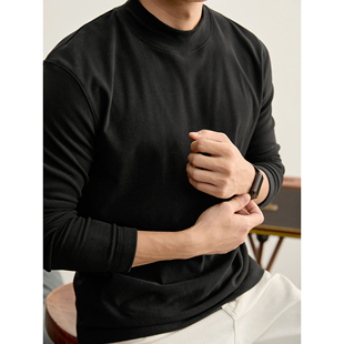 男士 半高领极简风磨毛内搭打底衫 冬季 T恤衫 保暖双面德绒长袖 LUUD
