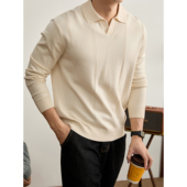 LUUD 老钱质感纵向绞花针织纹理POLO衫 男都市通勤海鸥领毛衣秋冬