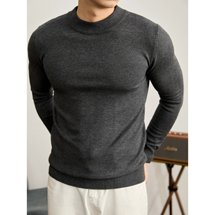 LUUD 通勤百搭半高领打底衫莫代尔包芯纱全天候保暖针织衫男秋冬