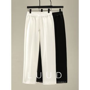 松弛慵懒风抽绳松紧腰休闲长裤 LUUD 卫裤 极简风男士 后袋刺绣时尚